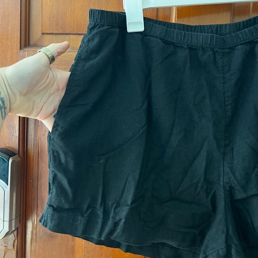 A New Day Black Linen Blend Shorts XXL | Women’s Pull-On Elastic Waist Summer - Picture 2 of 5